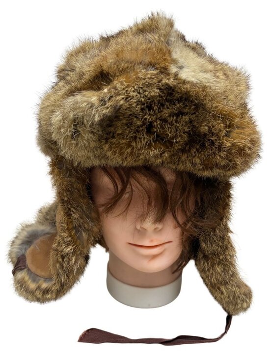 Vintage RABBIT FUR LL BEAN Winter Trapper Hat Retro Hunting Ushanka Womens Small main image 4